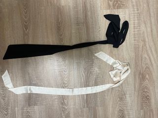 法式氣質 鍛帶裝飾絲巾細窄長條春秋緞面腰帶絲帶百搭圍巾飄帶小領巾女發帶