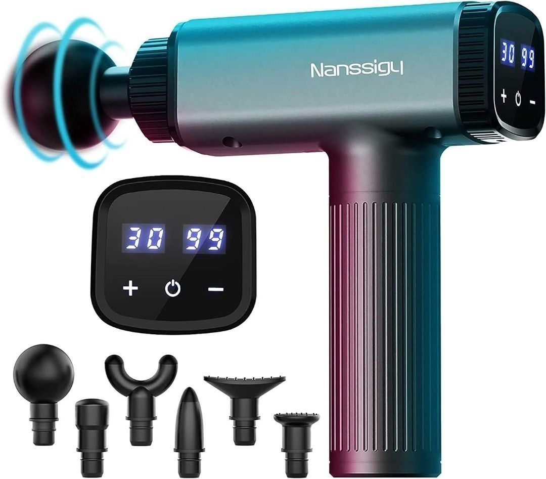 99 Speeds Massage gun , Muscle Massage Gun Deep Tissue for Athletes,  Portable Percussion Massager with 6 Massage Heads, Electric Handheld Body