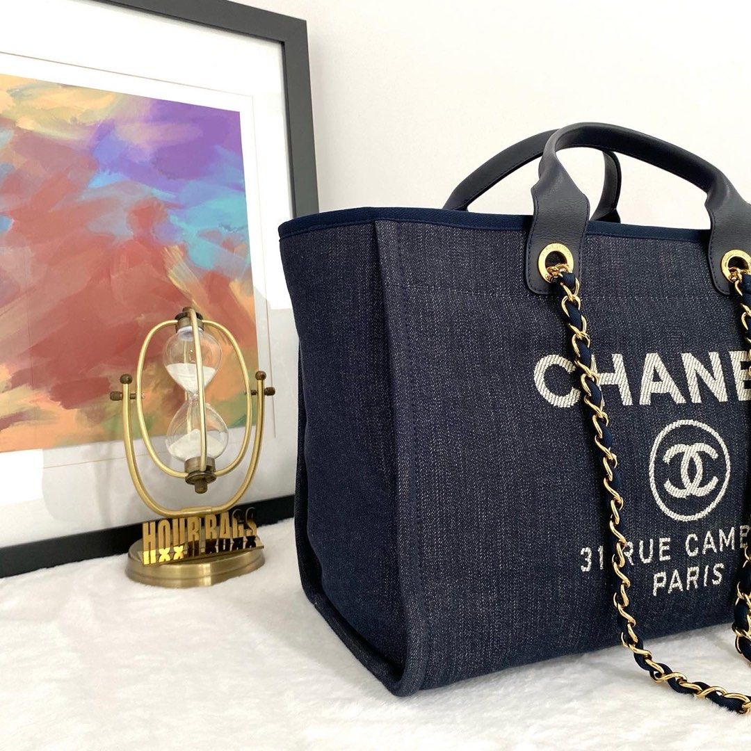 Chanel blue canvas best sale tote