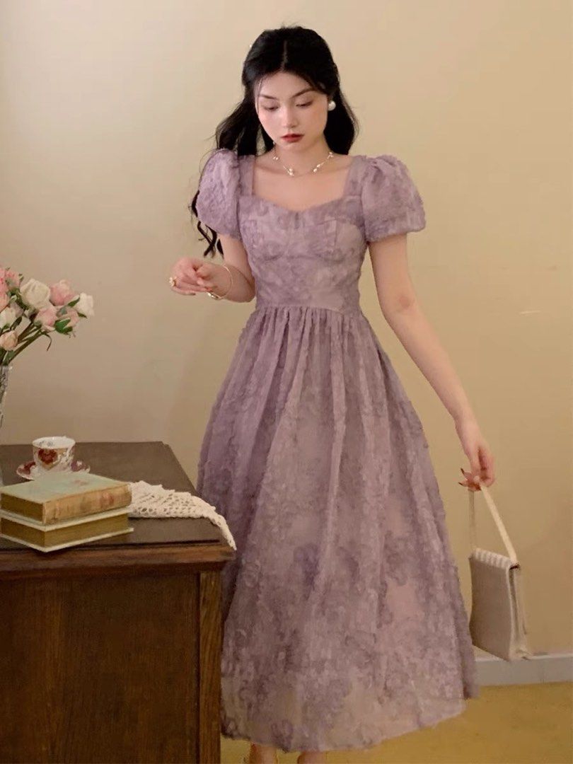 Purple mid length dress clearance