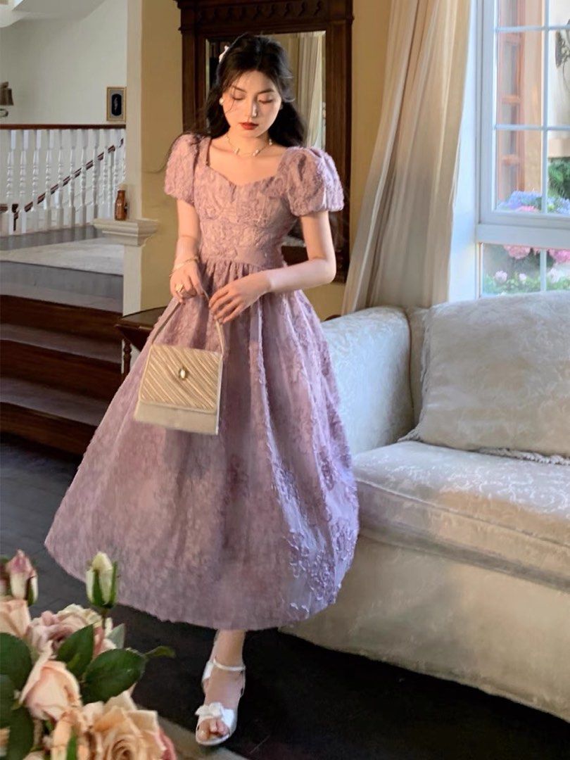 Purple mid deals length dress