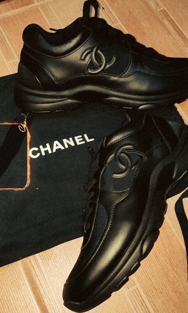 Authentic Chanel Triple Black Low-Top Sneaker, Luxury, Sneakers & Footwear  on Carousell