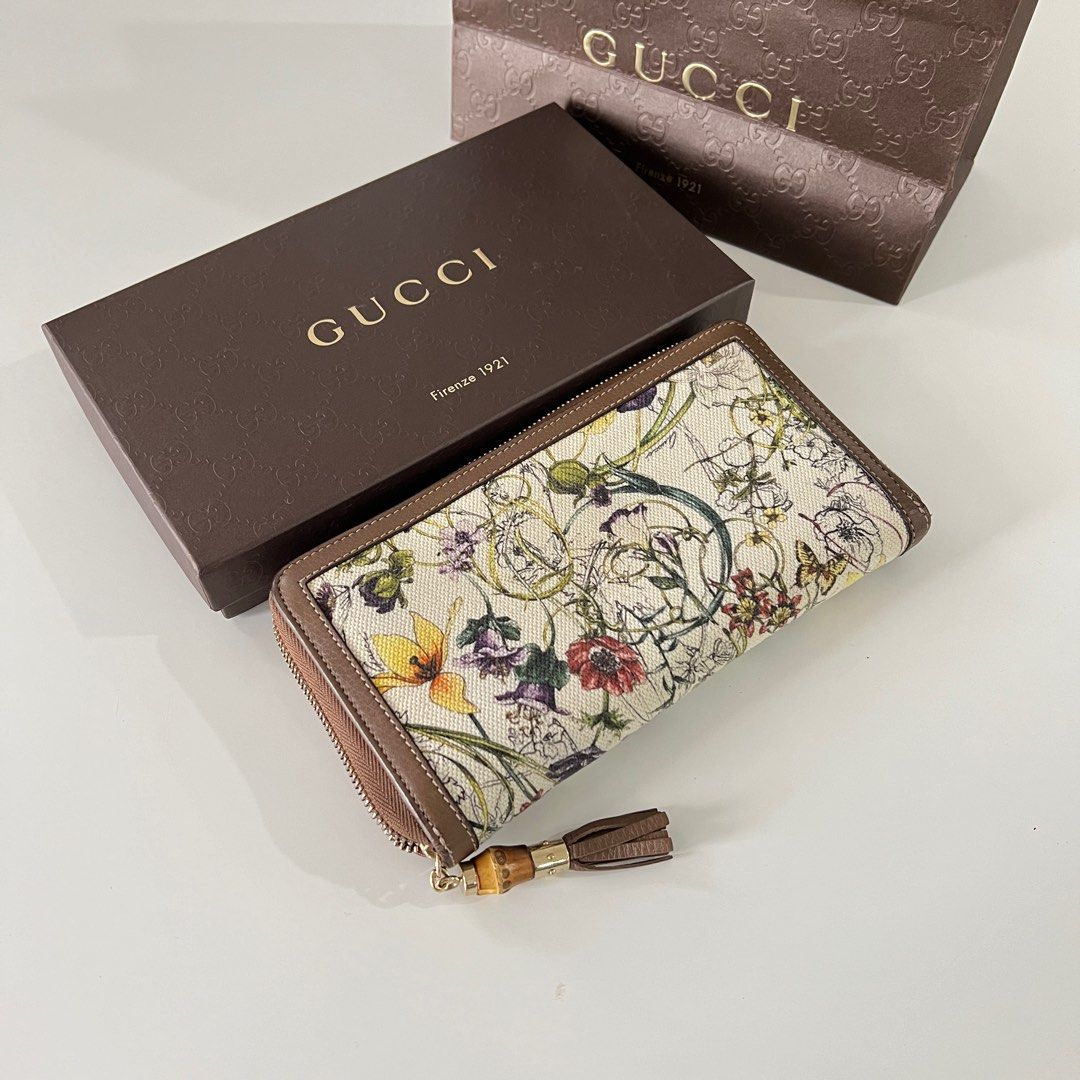 authentic gucci floral wallet