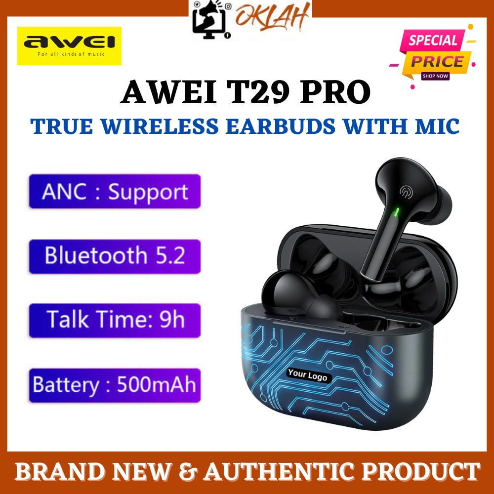 Awei T29 Pro TWS Wireless Bluetooth 5.1 RGB Colourful Music Gaming