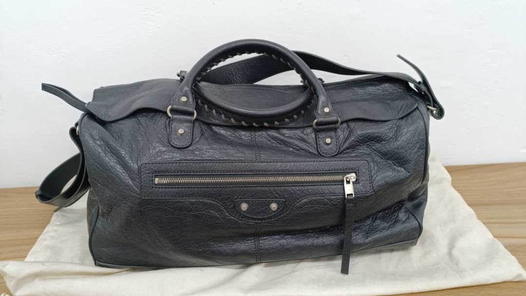 BALENCIAGA TWO WAY BOSTON BAG LARGE GREY LEATHER SHW Luxury Bags