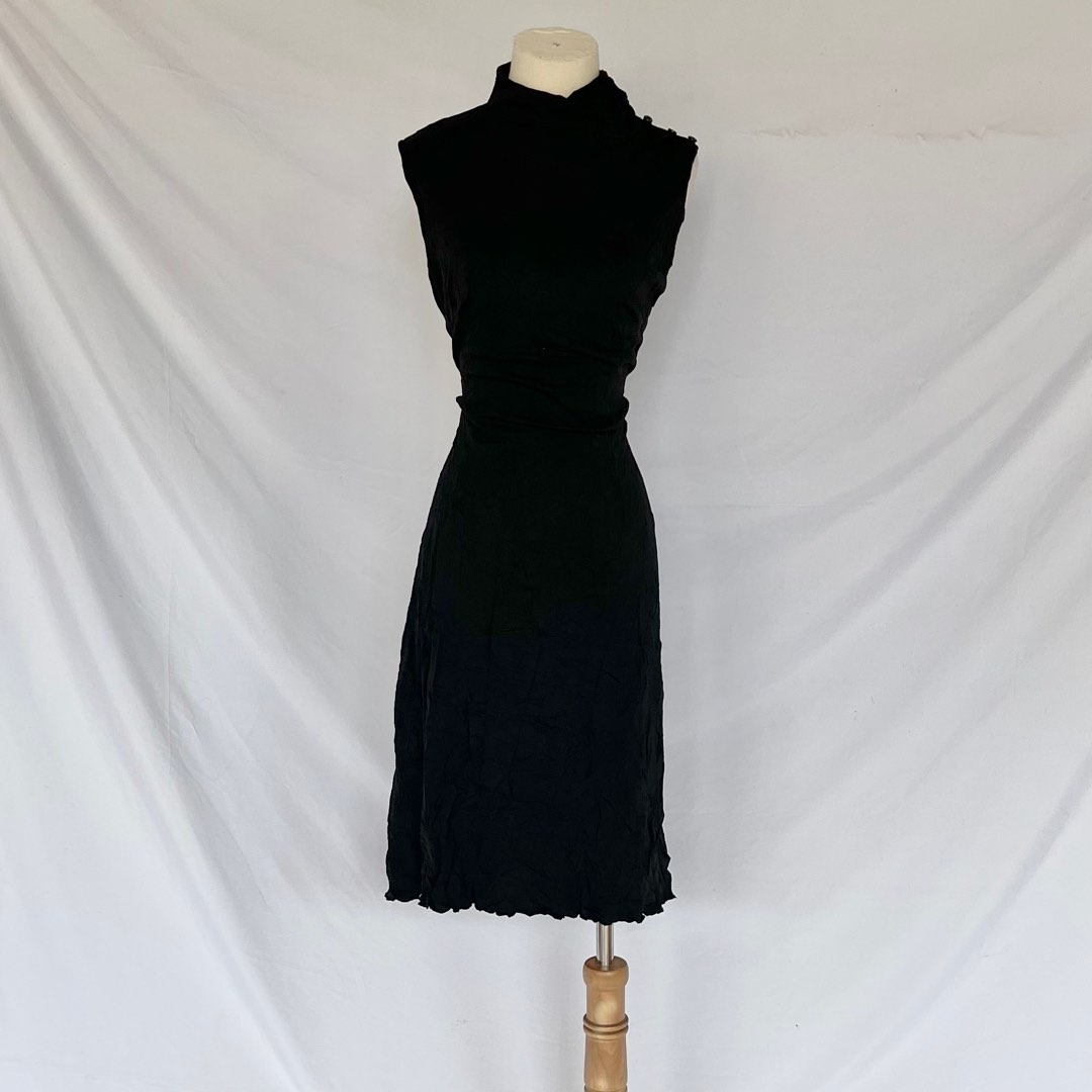 Vintage Y2K Floral Embroidered Black Fairy Dress