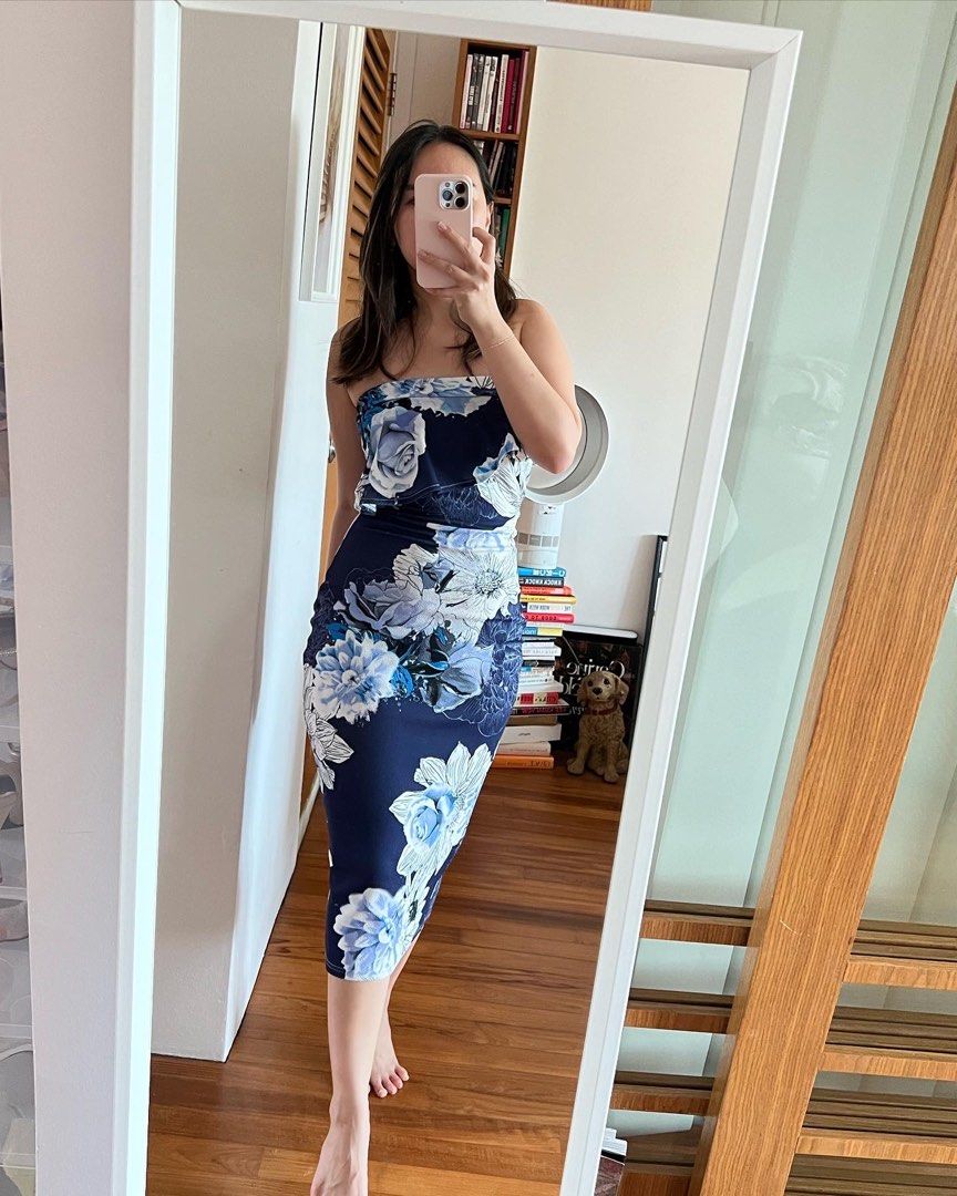 Blue Floral Bodycon Dress ASOS Women s Fashion Dresses Sets Dresses on Carousell