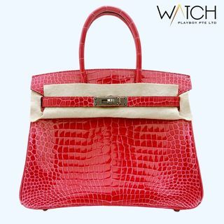 Brand New 2023 - Hermès Rose M Phw Porosus Crocodile Birkin B30 Bag