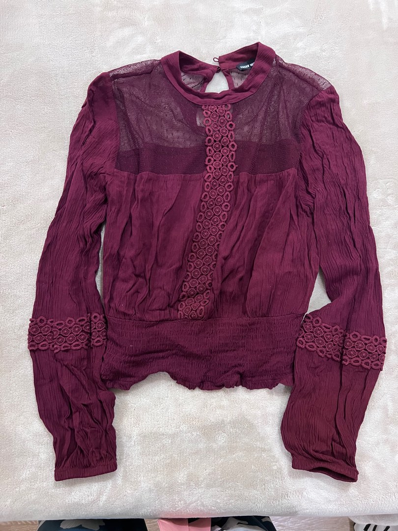 Burgundy Lace Top