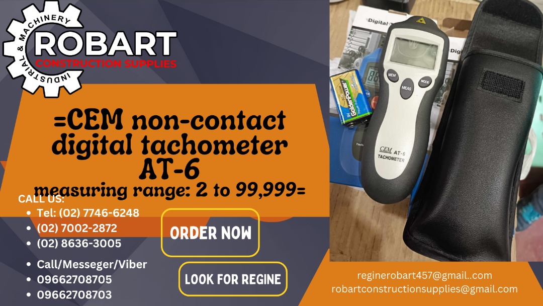 =CEM noncontact digital tachometer AT6 measuring range 2 to 99,999