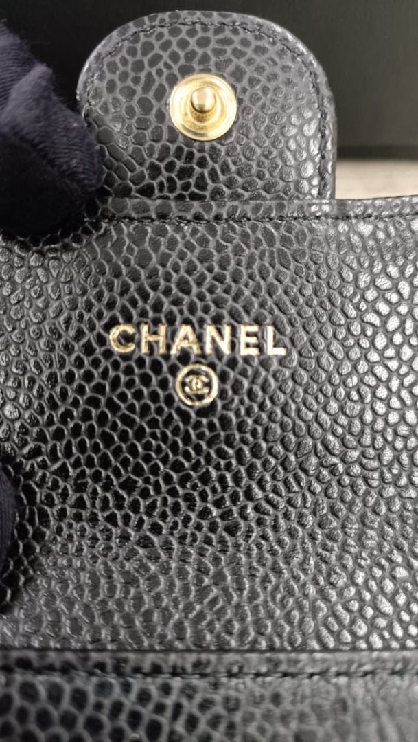 CHANEL CLASSIC FLAP CARD CASE BLACK CAVIAR LEATHER GHW, Luxury