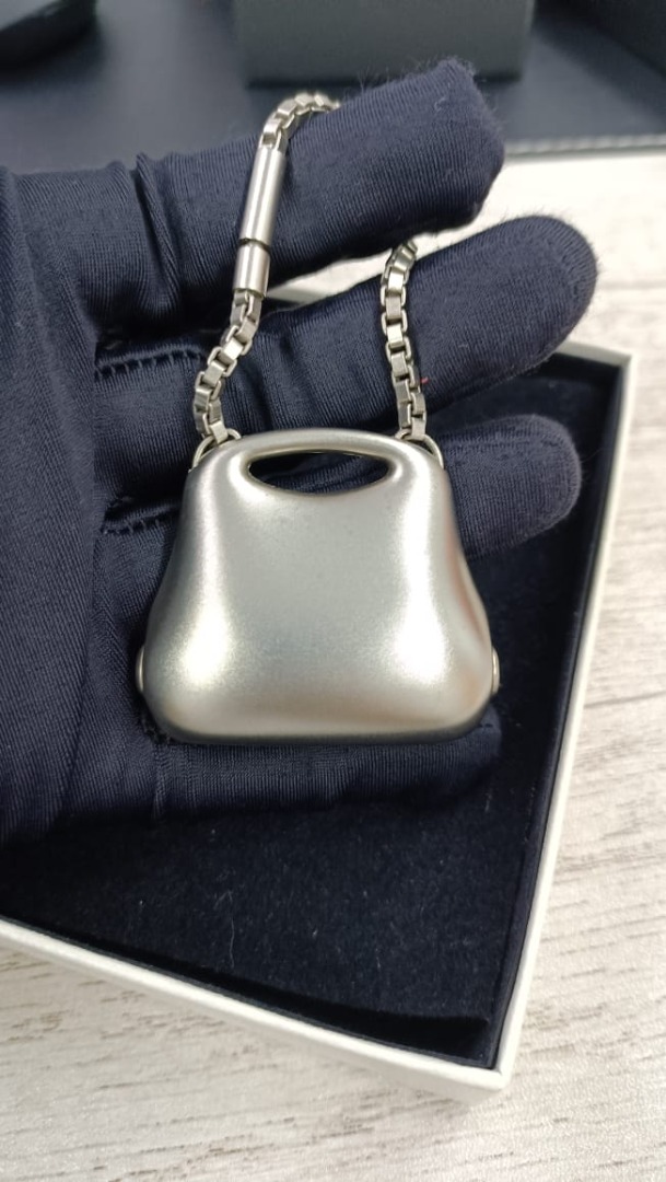 CHANEL KEY RING CHARM HIP BAG MOTIF METAL SILVER Luxury