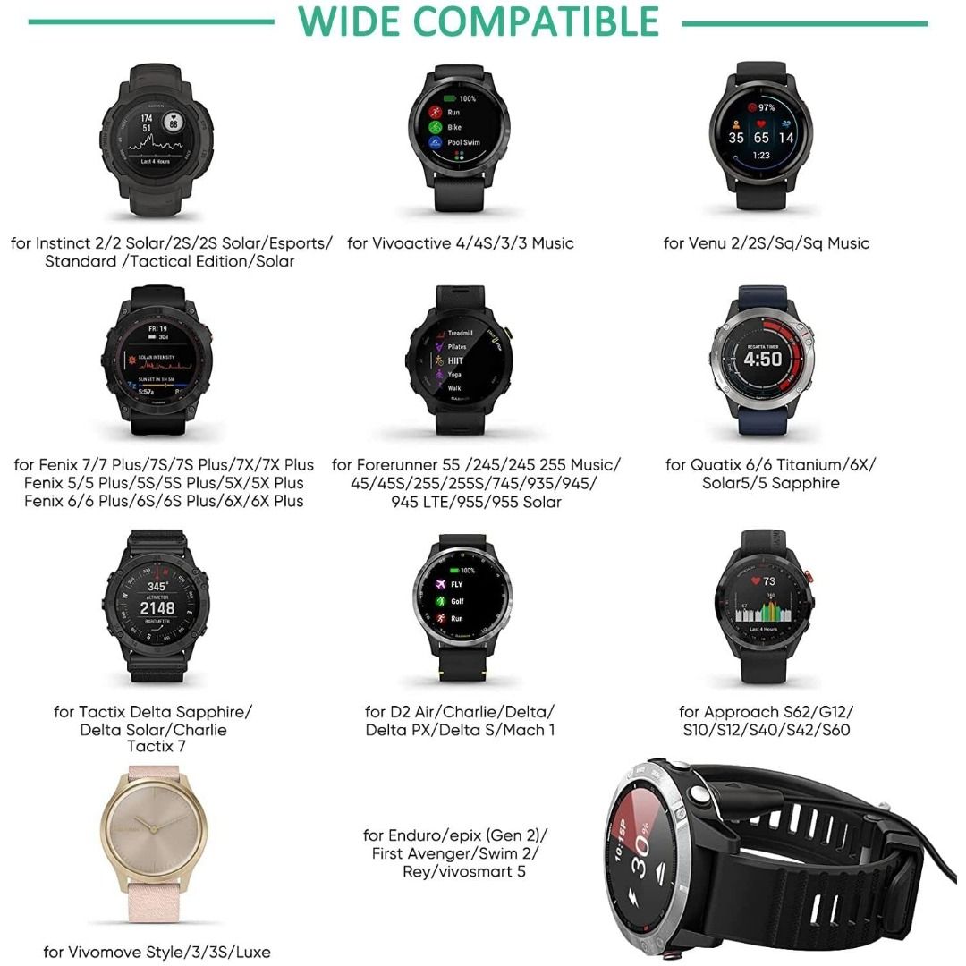 Charger Cable Compatible with Garmin Fenix 5 5S 5X 6 7 7Pro Plus