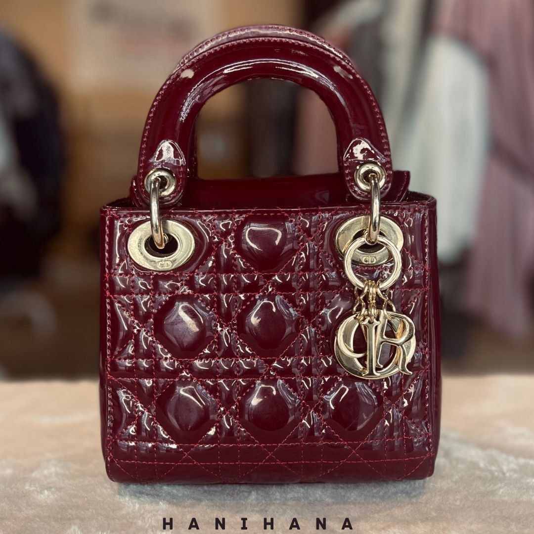 Lady dior mini burgundy shop