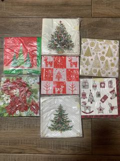 CHRISTMAS printed table napkins - 7 sets
