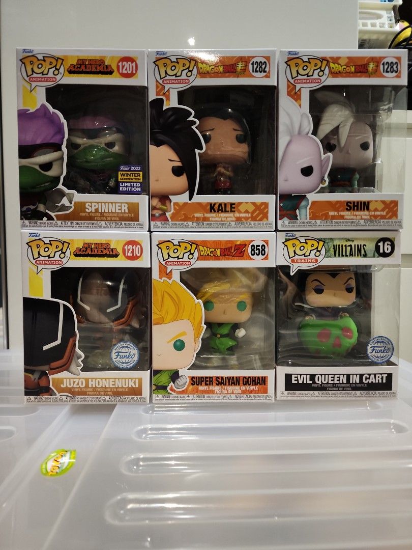 Clearance Funko Pops (Category: Toys & Games) located in Singapore. Submitted by bobbytee (Listing ID 1266934222, Image 1). Description: ‼️ because Carousell now limits the number of replies towards buyers, i will not be wasting my replies on lowballers. thanks for your understanding (and stop being so cheapo) ‼️ brand new funko pops, mint condition, selling cheap to clear fast 16 Evil Queen in Cart - $10 858 Super Saiyan Gohan - $10 1201 Spinner