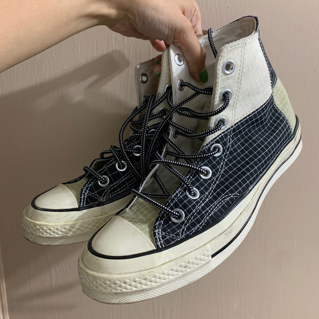 converse all star chuck taylor 匡威高筒帆布鞋拼接格紋撞色, 她的