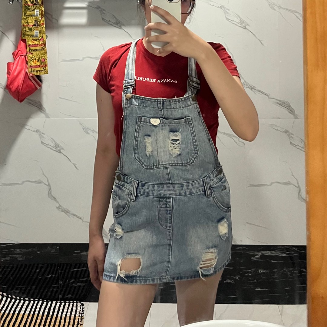Denim deals romper skirt