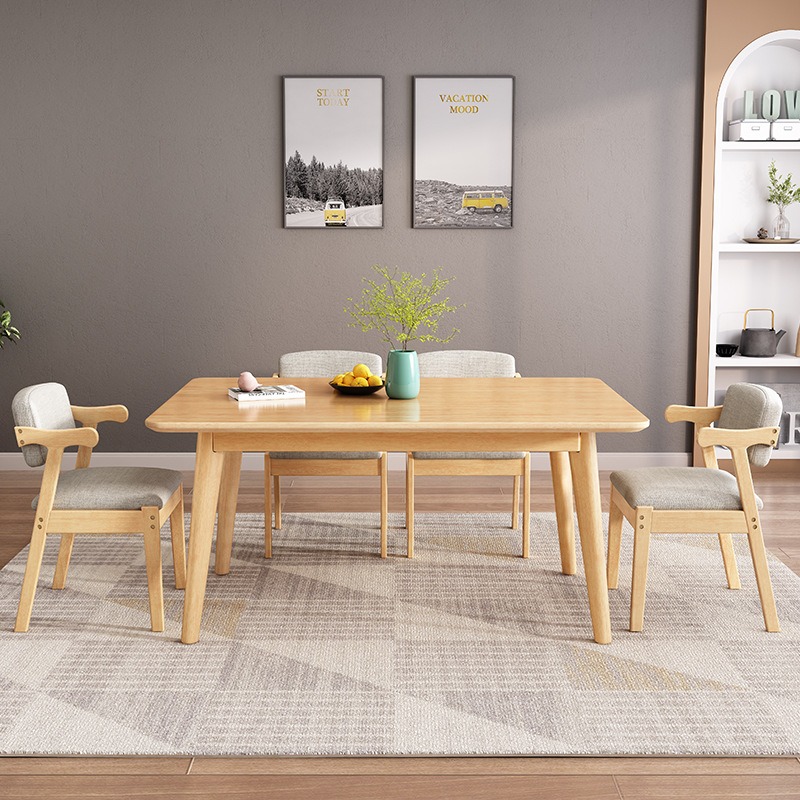 Dining Table Set *Solid wood* Dining Table+4 Dining Chair Whole Set ...