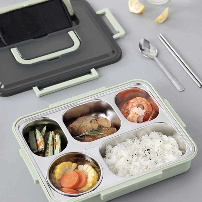 Double Layer Bento Box (Lunch Box in Pastel Mint Green), Everything