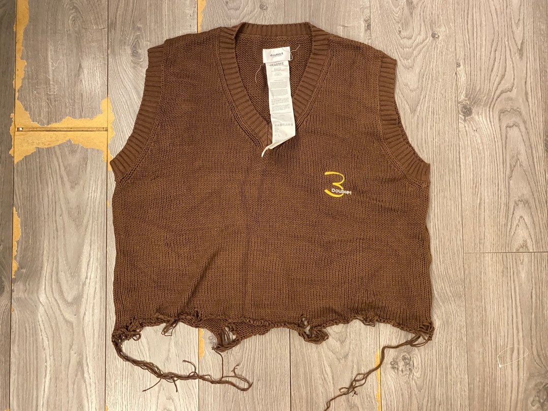 日本Doublet x Idiome oversized cut off knit vest, 名牌, 服裝- Carousell