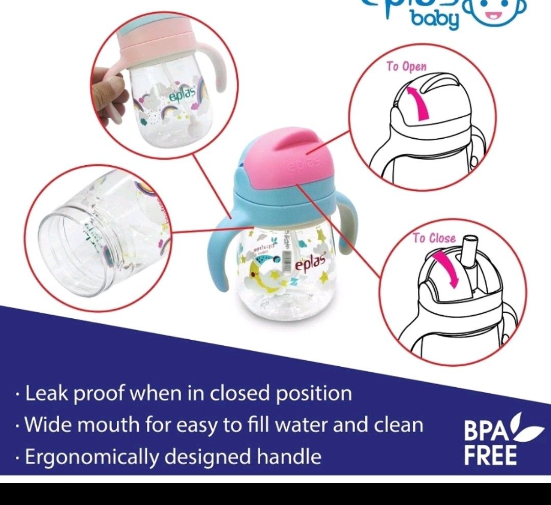 Eplas Baby AntiChoke Sippy Cup W/straw & Handle, Babies & Kids