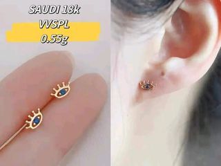 Evil Eye Stud Earrings Saudi Gold 18 K ✨