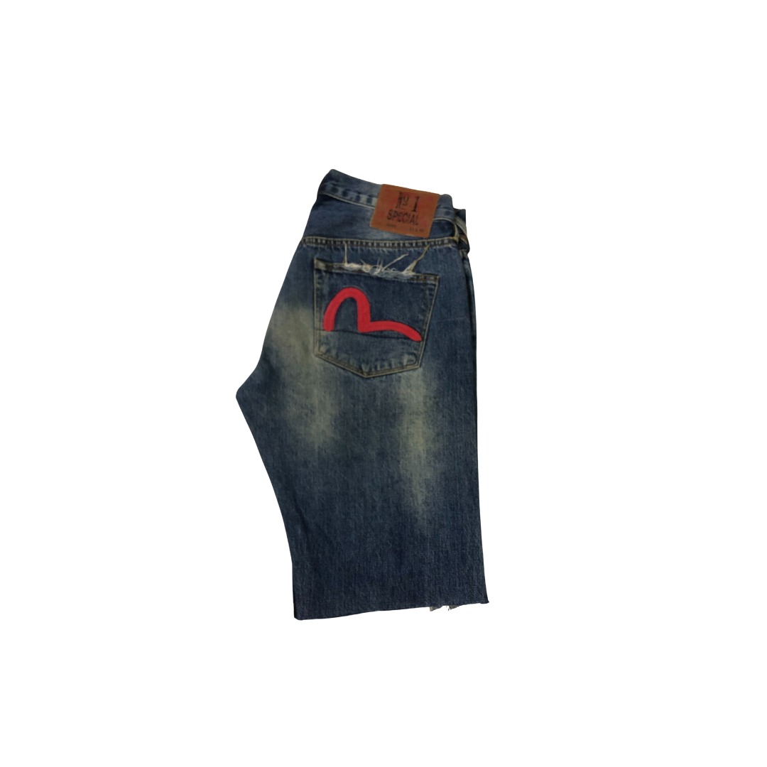 Short Denim Evisu Vintage Imprimé Robot - Taille 36x34/FR42, 100% Coton, Occasion Bon état