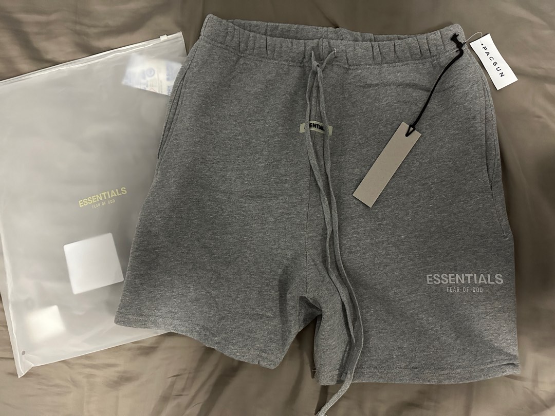 Fear of god fog essentials drawstring shorts silver grey store