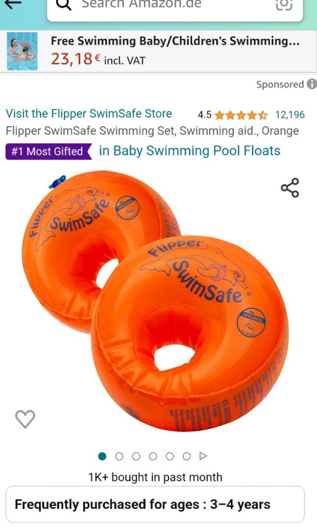Flipper Swimsafe Arm Float from Germany, Babies & Kids, Infant Playtime ...