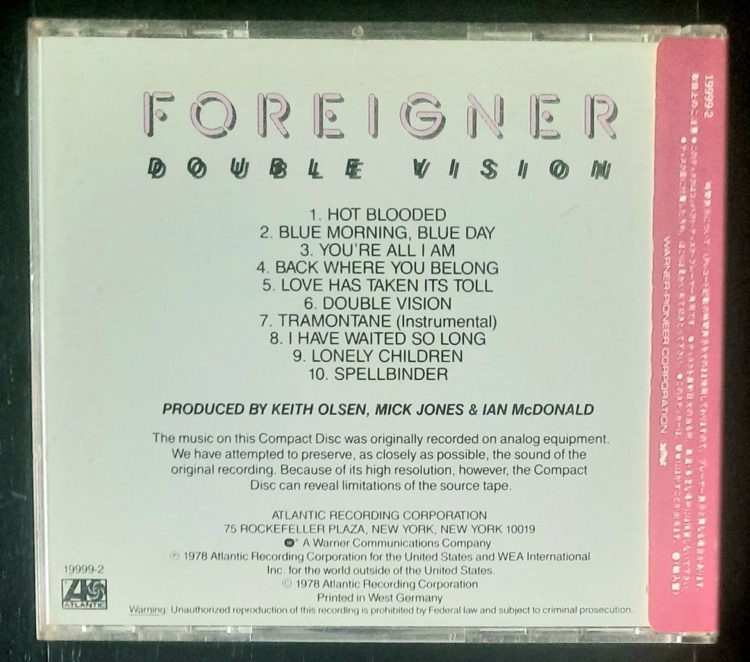 32XP-128　Foreigner　Double　CDs　–　CD.　on　Vision　DVDs　(Japanese　Used　Toys,　Music　Target　1985　Pressing),　Hobbies　Media,　Carousell