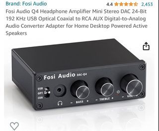 Fosi Audio 4.4 4.4 out of 5 stars 2,453 Reviews Fosi Audio Q4 Headphone Amplifier Mini Stereo DAC 24-Bit 192 KHz USB Optical Coaxial to RCA AUX Digital-to-Analog Audio Converter Adapter for Home Desktop Powered Active Speakers