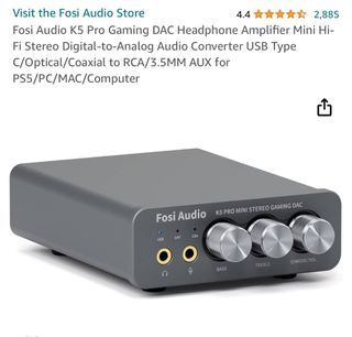 Fosi Audio Store 4.4 4.4 out of 5 stars 2,885 Reviews Fosi Audio K5 Pro Gaming DAC Headphone Amplifier Mini Hi-Fi Stereo Digital-to-Analog Audio Converter USB Type C/Optical/Coaxial to RCA/3.5MM AUX for PS5/PC/MAC/Computer