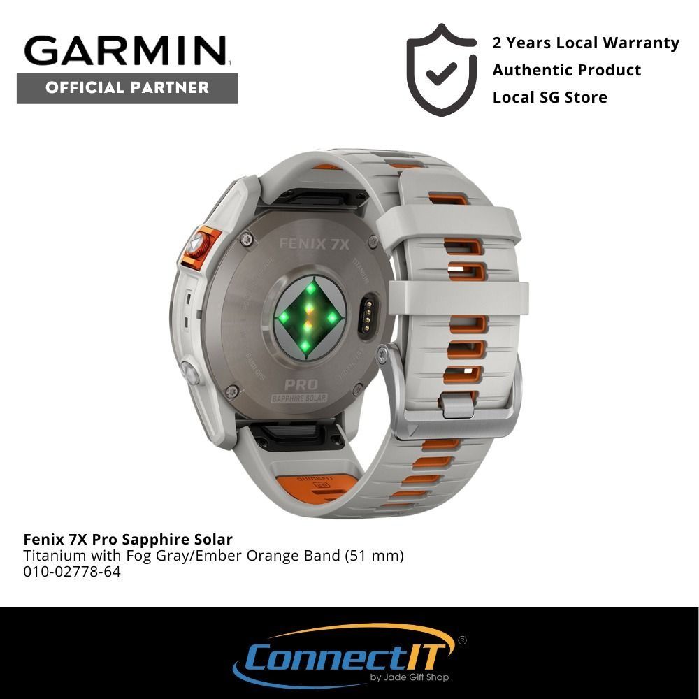 Garmin fenix 7X Pro Sapphire Solar Titanium with Gray Orange Band