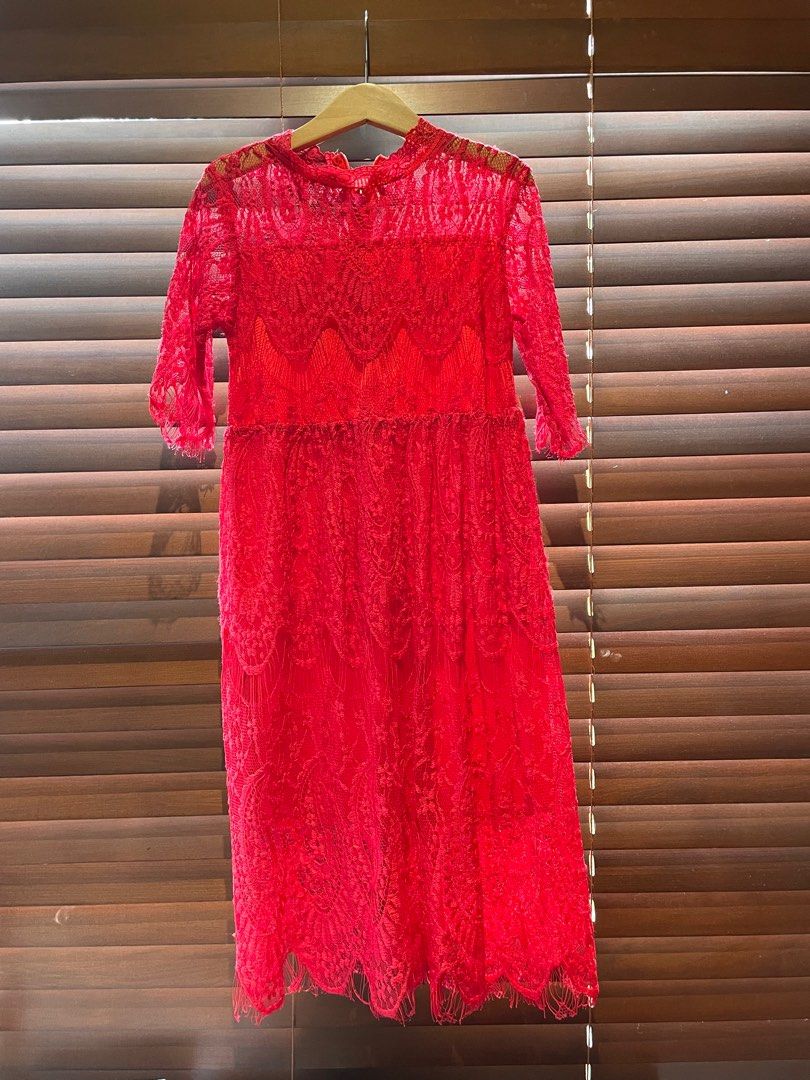 Girls red new arrivals lace dress