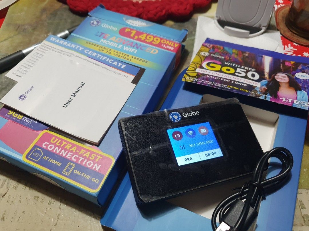 GLOBE LTE Advanced Mobile Wi-fi (With Issue) (Category: Other Gadgets) located in Caloocan City. Submitted by mack.bay (Listing ID 1266982059, Image 1). Description: Globe LTE Advanced Mobile wi-fi Bought for P1,499. With LCD Display Honest Issue: Bigla na lng hindi mabasa ang sim, indicates display "NO SERVICE or NO sim" Never been repaired, seal Intact Wala ng time ipagawa. Kayo na bahala magpagawa kaya mura na lang binibenta Mabilis sana kumon