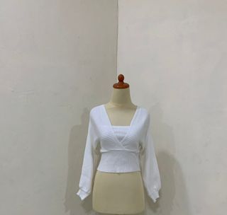 GRL Rajut Crop Kimono White