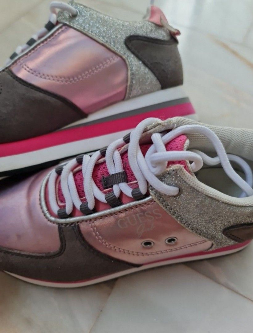 Guess girls pink silver high platform sneakers Babies Kids