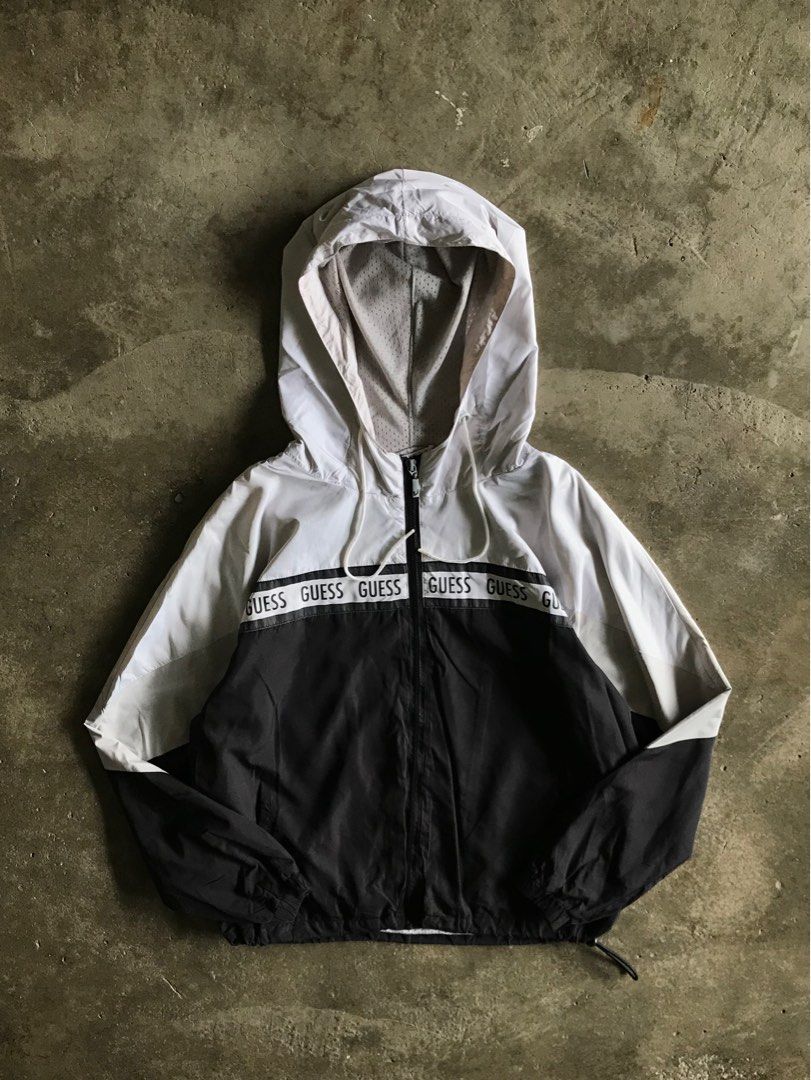 Three tone shop windbreaker hooded jacket