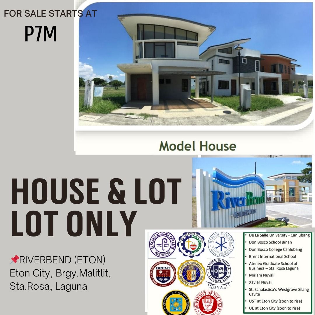 House and Lot / Lot only FOR SALE Riverbend Eton City Sta. Rosa Laguna