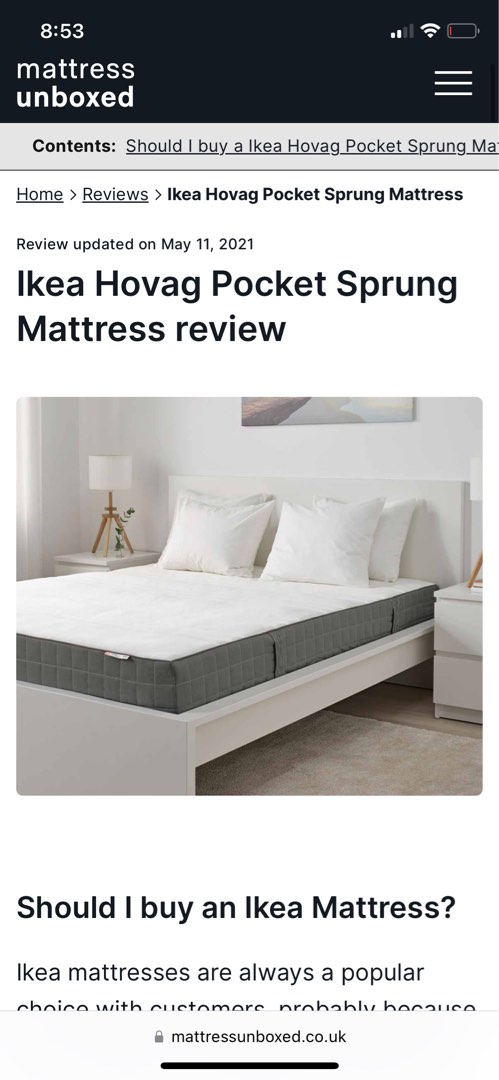 IKEA hovag Queen mattress Furniture Home Living Furniture Bed