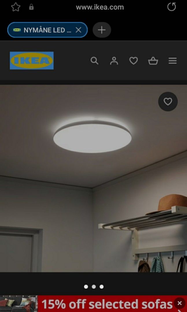 IKEA Nymane (Ceiling Light), Furniture & Home Living, Lighting & Fans ...