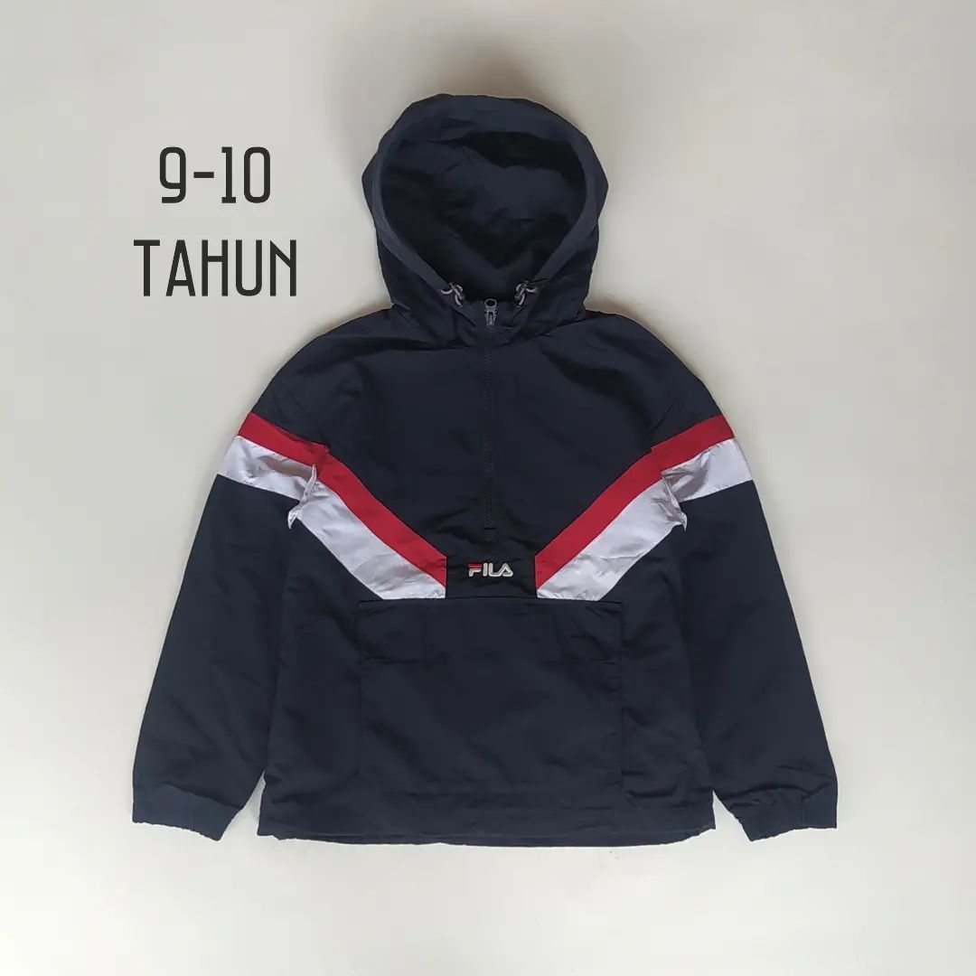 Jaket Fila Cagoule Half Zipper Usia 9 10 Tahun