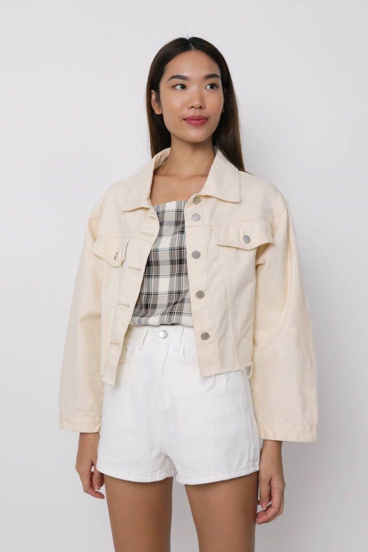 Joe Oversized Crop Denim Jacket Oat