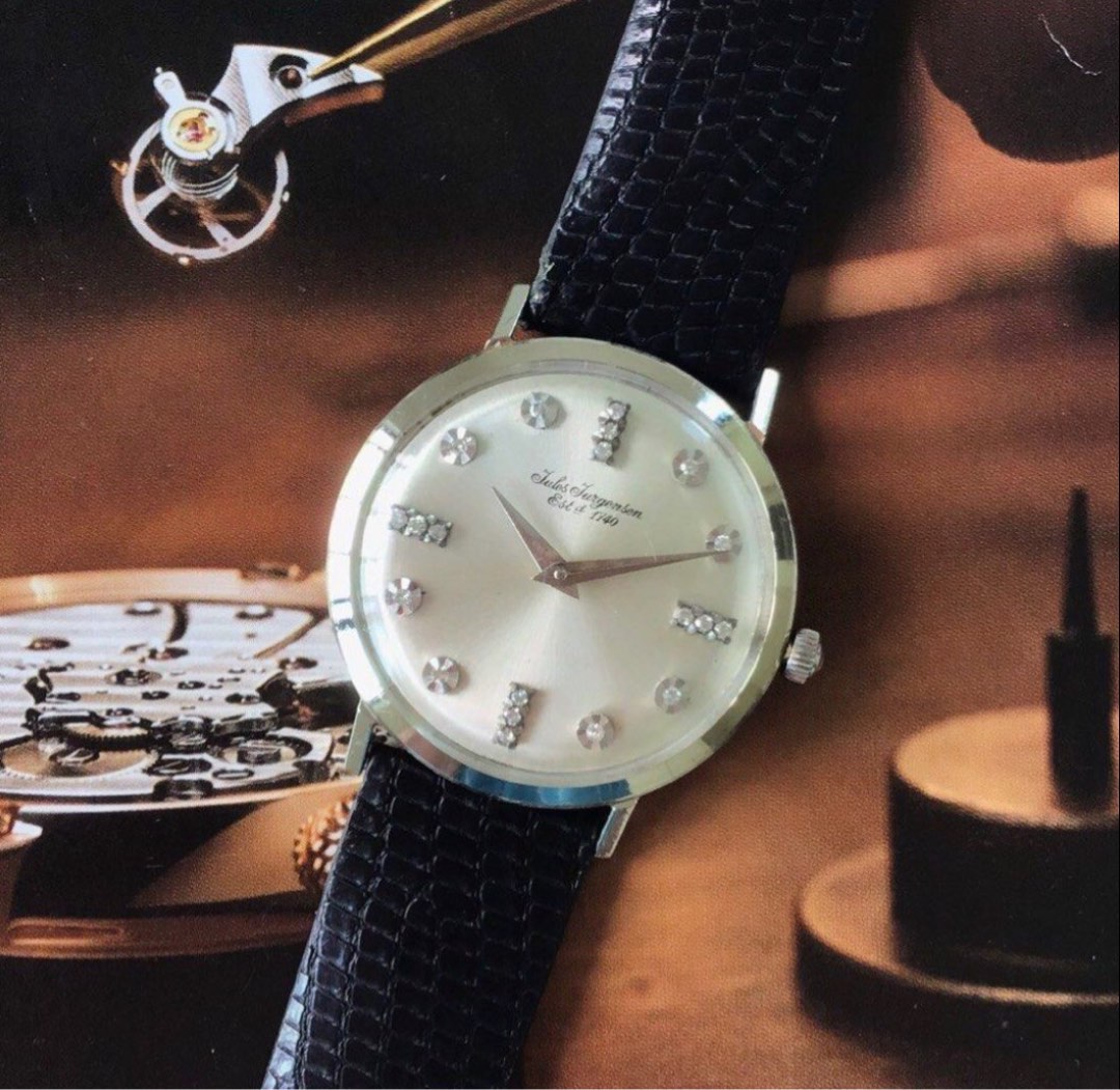 Jules jurgensen 14k gold watch with diamonds sales