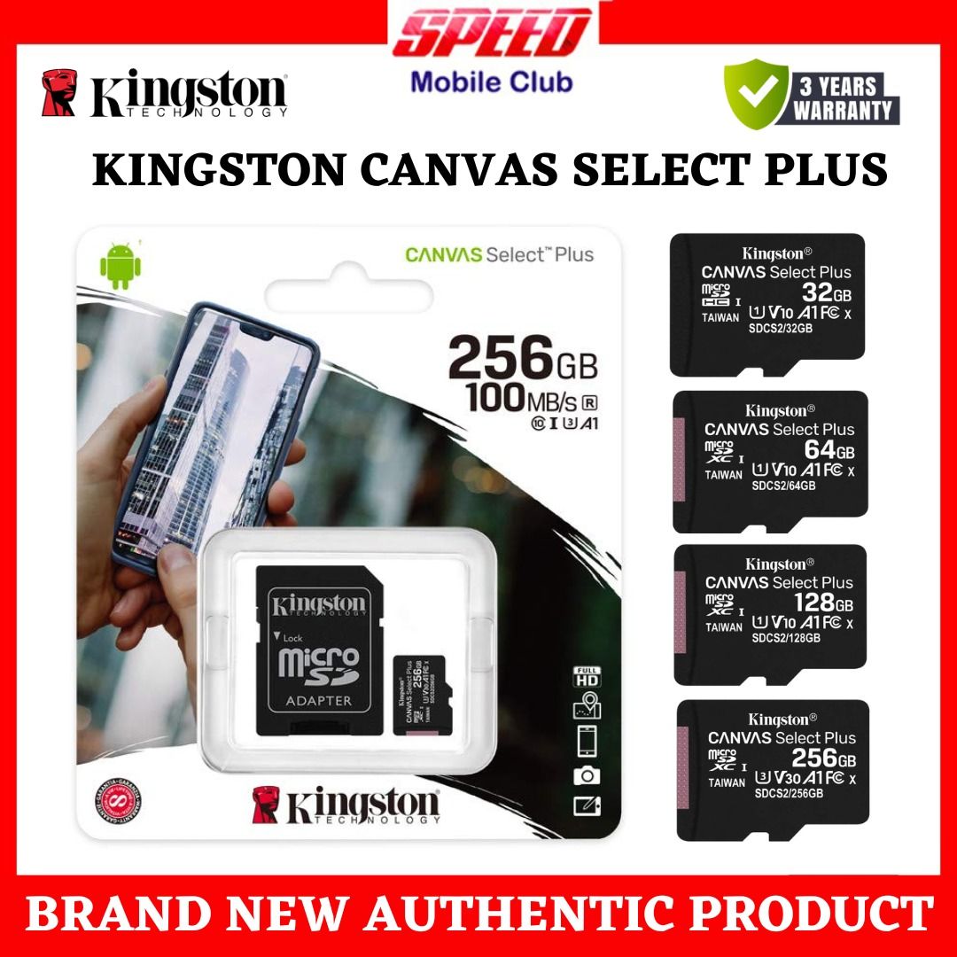 Canvas Select Plus microSD Card, A1, Class 10 UHS-I, 64GB to 512GB