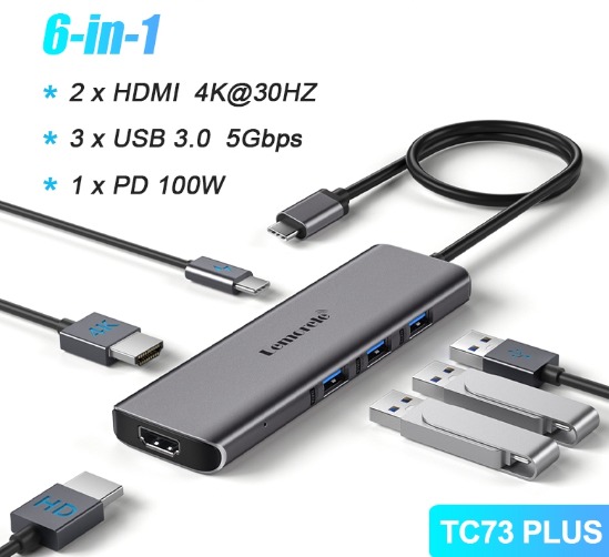 Lemorele Usb C To Dual Hdmi Lemorele USB C To HDMI Adapter 4K