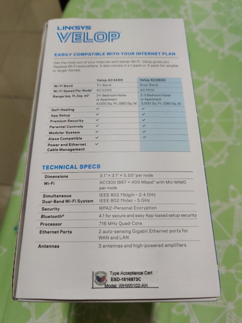 Velop Ac600 Router Linksys Velop Whole Home Wifi AC2600, Computers & Tech, Parts ...