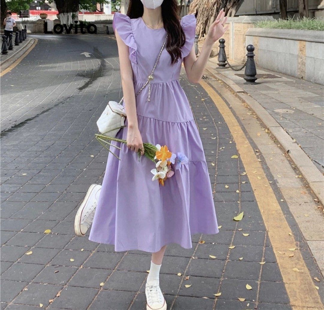 Purple casual dress best sale women's dresses