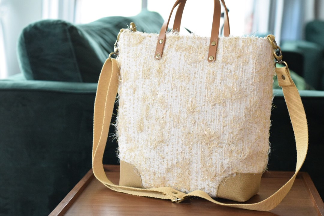 Lulu Lulu Handmade Tweed Bag with Leather Handles, Women's Fashion